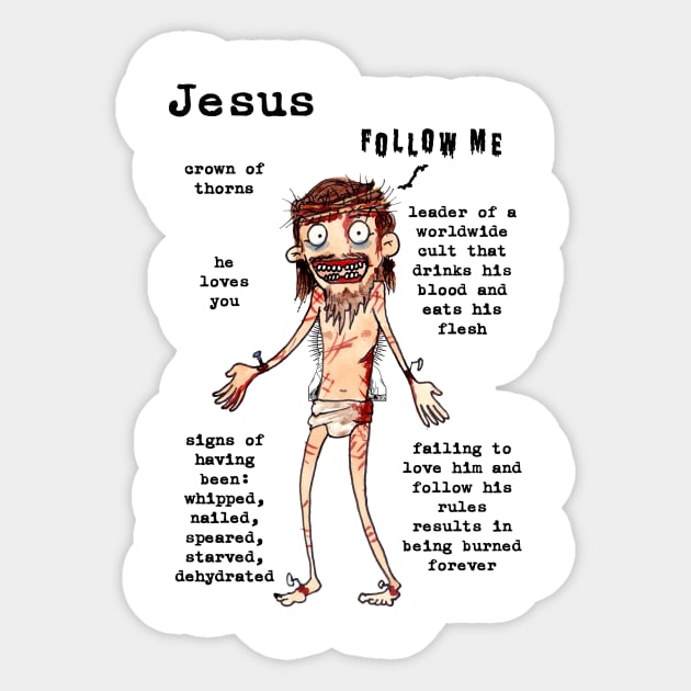 Zombie Jesus Follow Me Sticker by DogsUnity